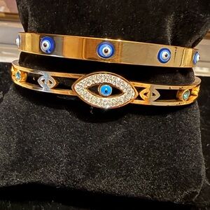 Gold and Silver Evil Eye Bracelets